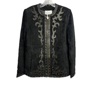 Linea by Louis Dell'Olio Blk Suede Leather Stud Boho Western Jacket XS NWT